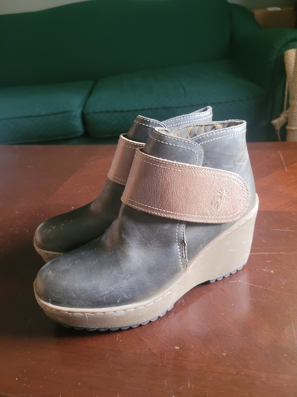 Fly London Leather Wedge Ankle Boots size 5.5 - 6